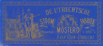 716125 Etiket om op mosterdverpakkingen van de Mosterdfabriek A. van Rijn, Nieuwe Kade C 988 te Utrecht, te plakken.